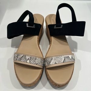 Alfani wedge nude heel with snakeskin